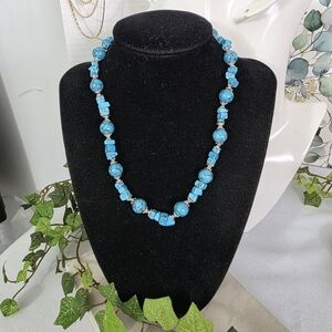 Boho Natural Stone Necklace Turquoise Color